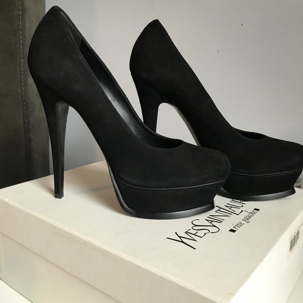 YSL Tribute 105 Suede Platform pumps